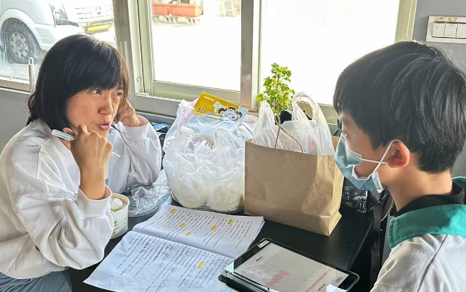 Chan, Chia-yu being interviewed by us